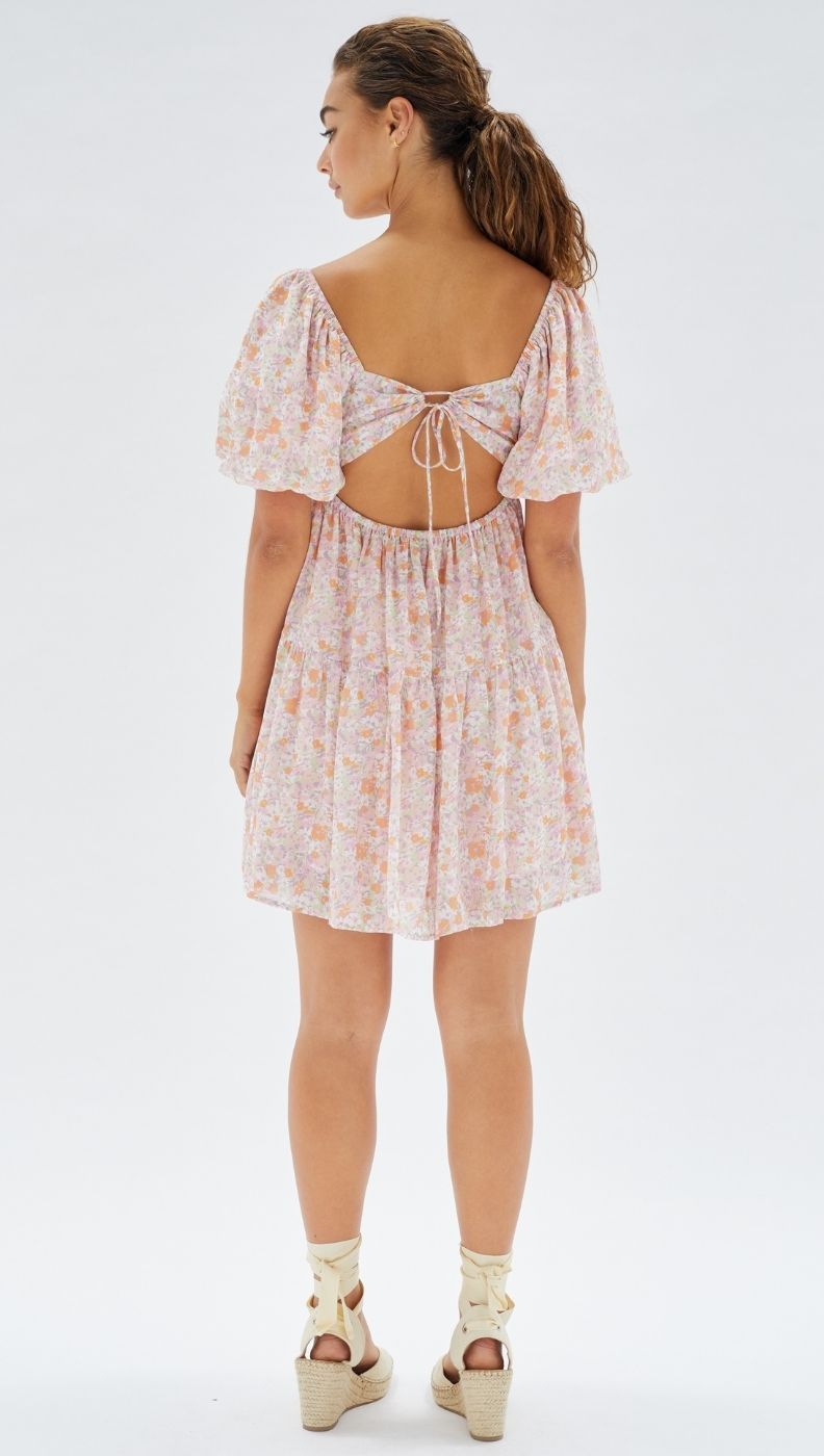 Versailles Puff Mini Smock Dress