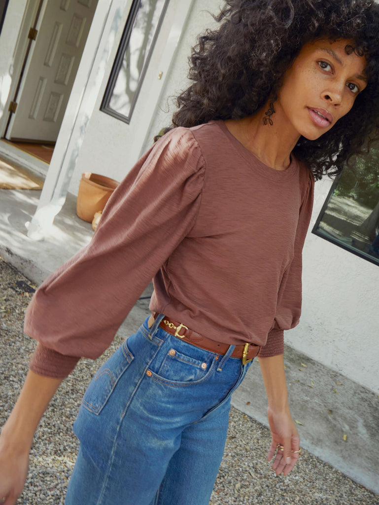 Loren Smocked Peasant Tee | Mojave