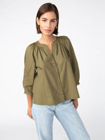 Poplin Button Front Blouse | Olive Oil