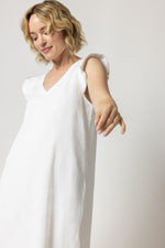 Ruffle Sleeve V-Neck Dress | White
