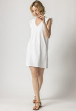 Ruffle Sleeve V-Neck Dress | White