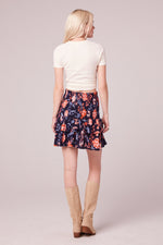 Sori Navy Floral Smocked Mini Skirt