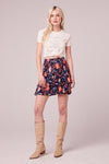 Sori Navy Floral Smocked Mini Skirt
