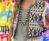 TRIBAL STACKED LAYER NECKLACE | B + W