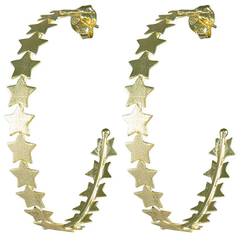 Small Corona Star Hoops | Brushed Gold