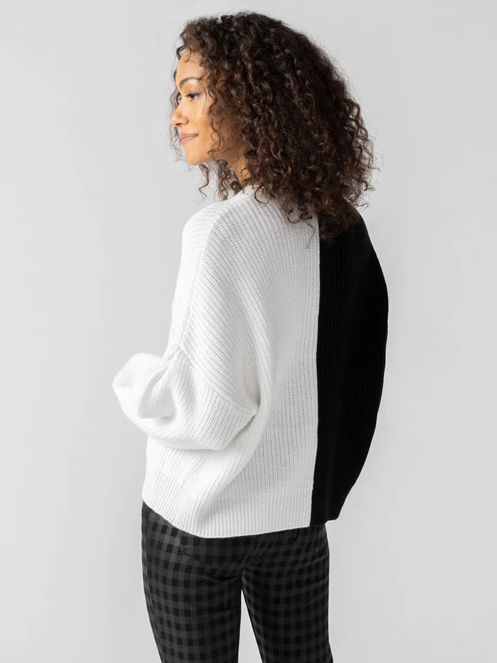 Half & Half Sweater | Black Winter White