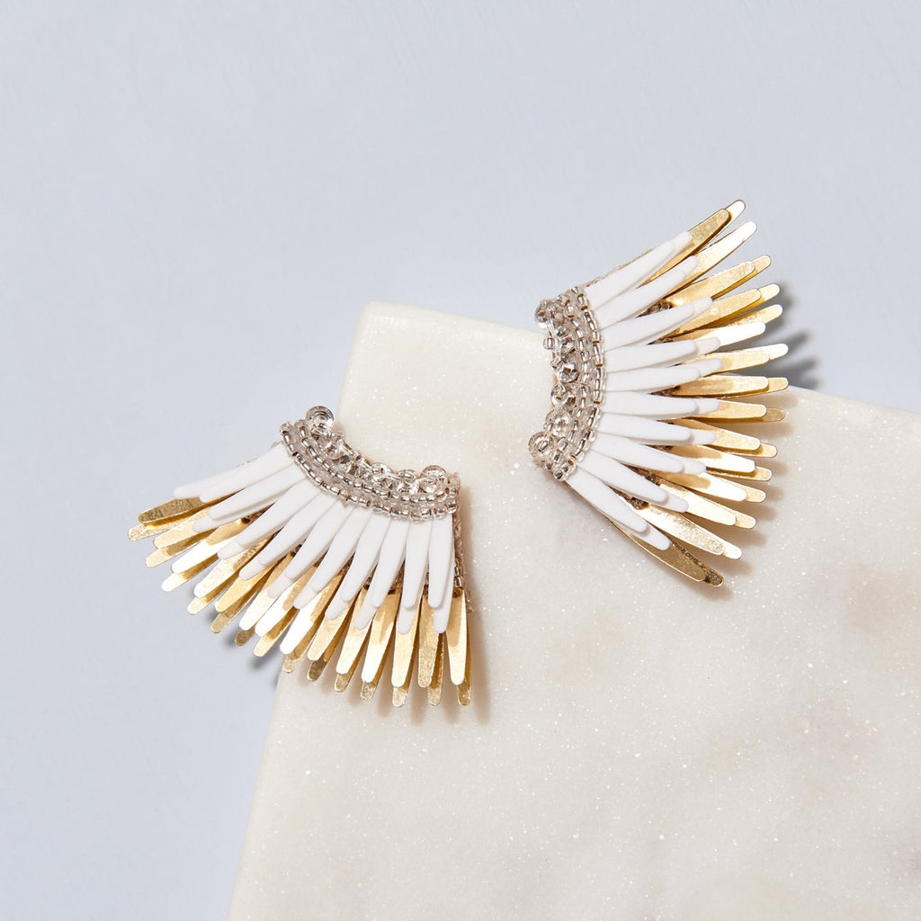 Mini Madeline Earrings | Gold+White