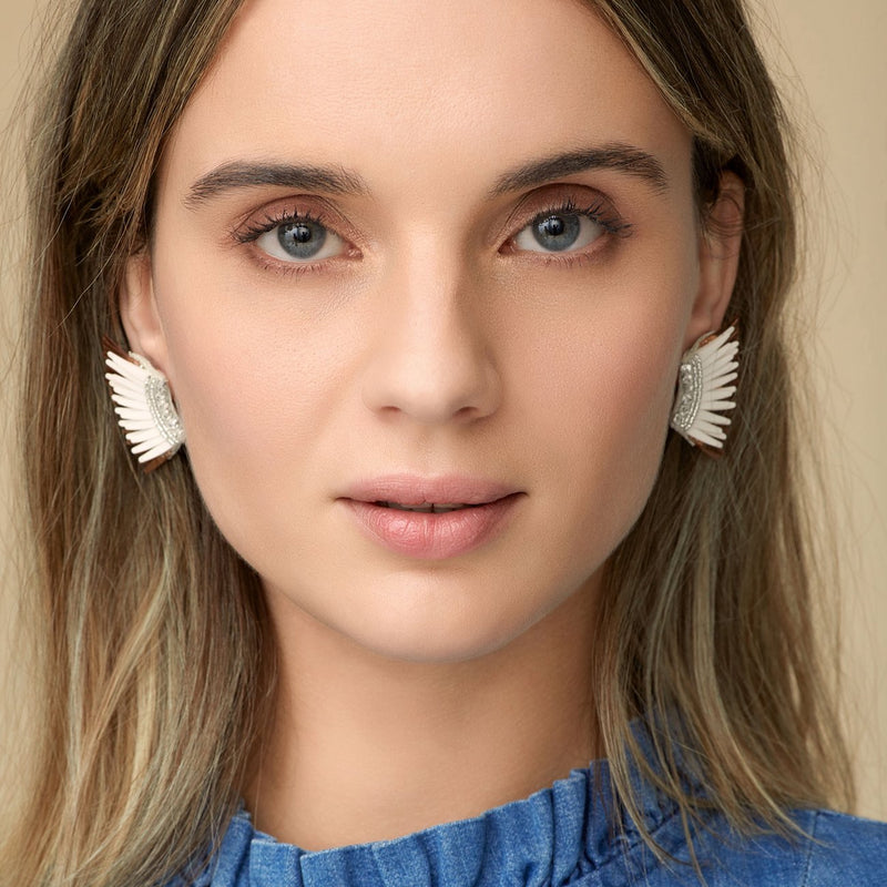 Mini Madeline Earrings | Gold+White