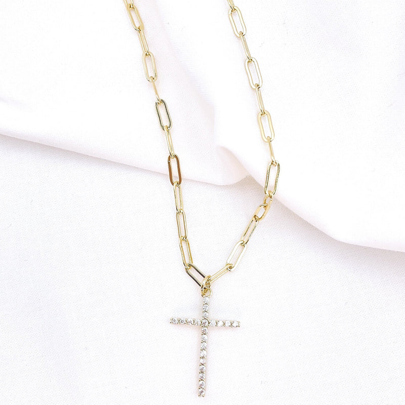 Single Crystal Cross Necklace