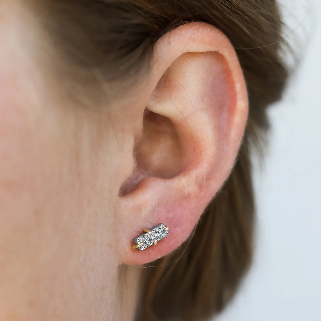 Silver Druzy Bar Studs