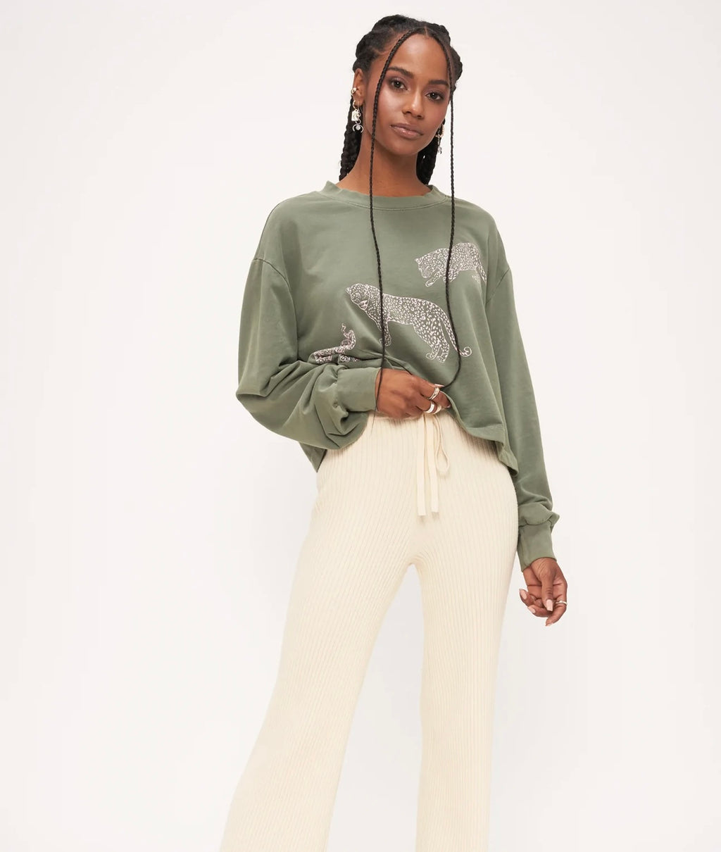 Leopard Desert Wash Sweatshirt Sage