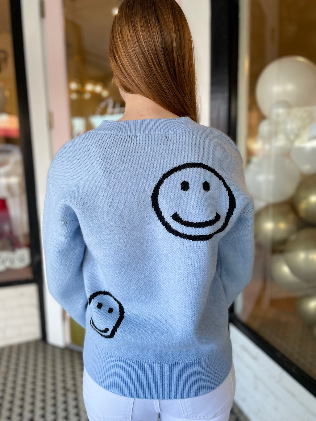 Smiley Sweater | Powder Blue