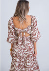 Zebra Poplin Puff Sleeve Maxi Dress