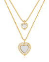 Double Heart Charm Necklace | Gold