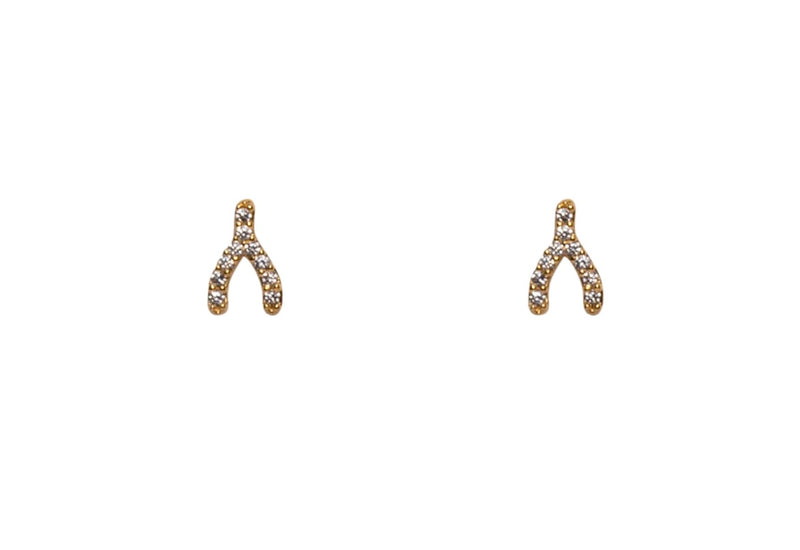 Pavé Wishbone Stud Earrings