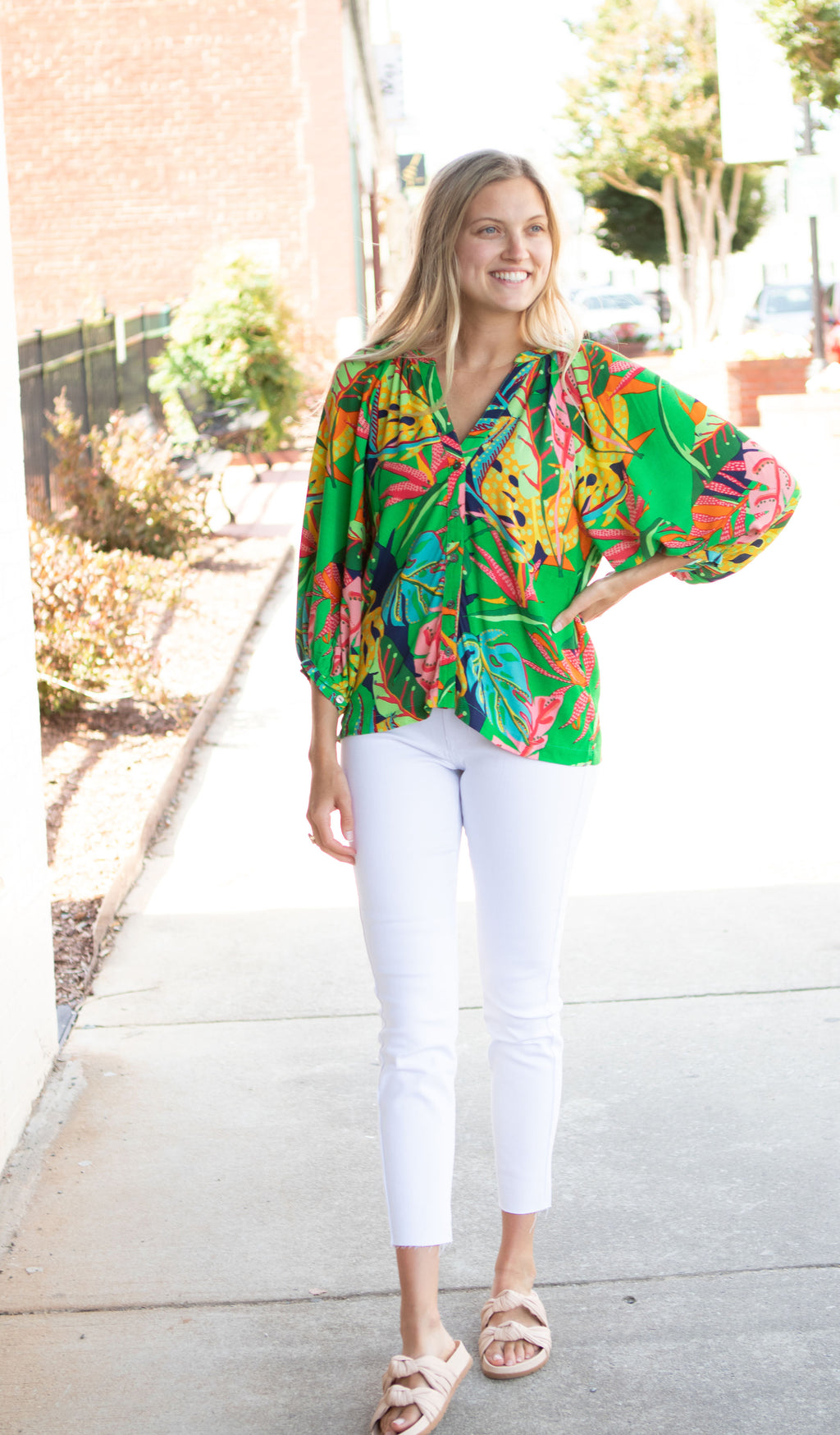 Tropical Button Top