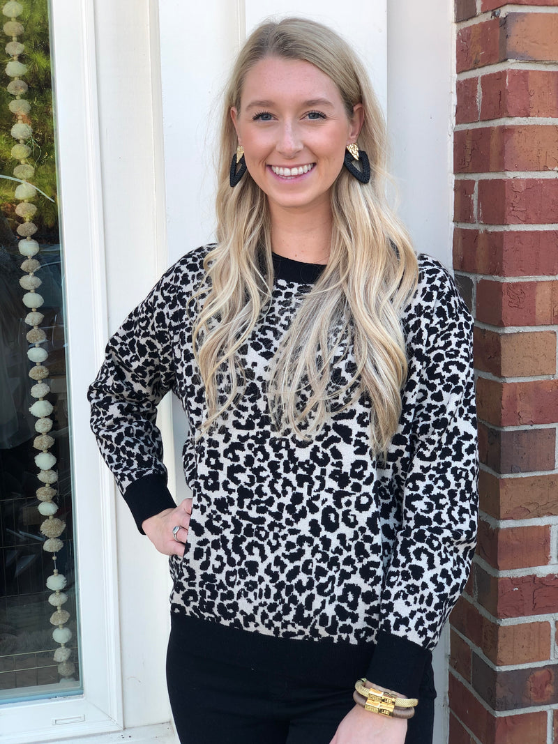 Leopard Print Sweater | Black