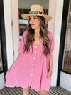 Gauze Button Dress | Pink