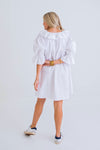 Poplin Puff Sleeve Dress | White