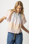 Flutter Sleeve Button Down Top | Abstract Check