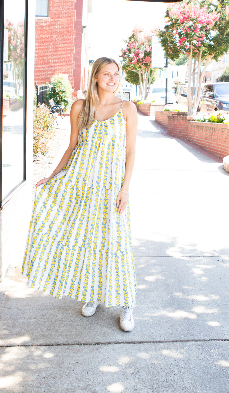 Emily Long Dress | Provence Stripe