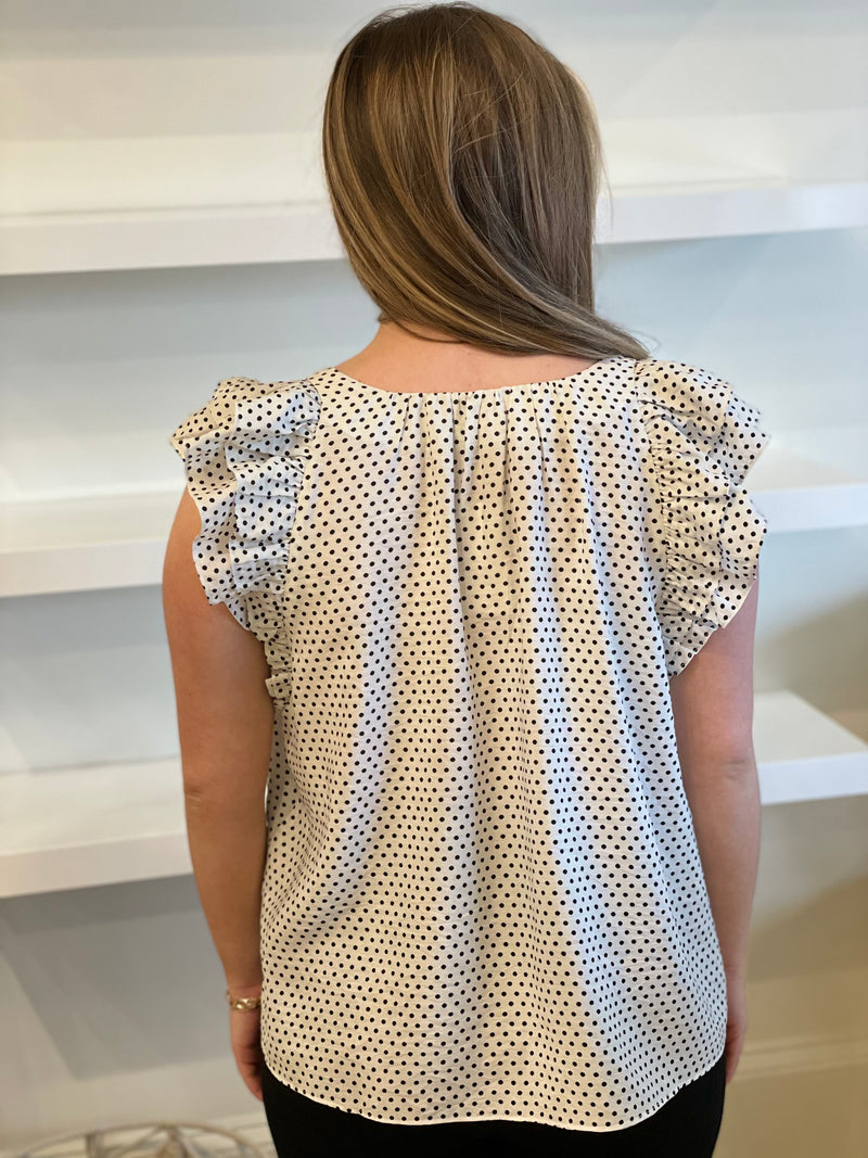 Spotted Ruffle Top