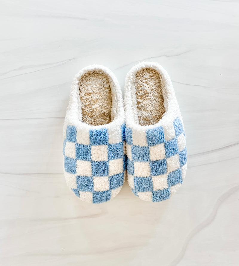 Checkered Slippers | Blue