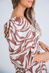 Zebra Poplin Puff Sleeve Maxi Dress