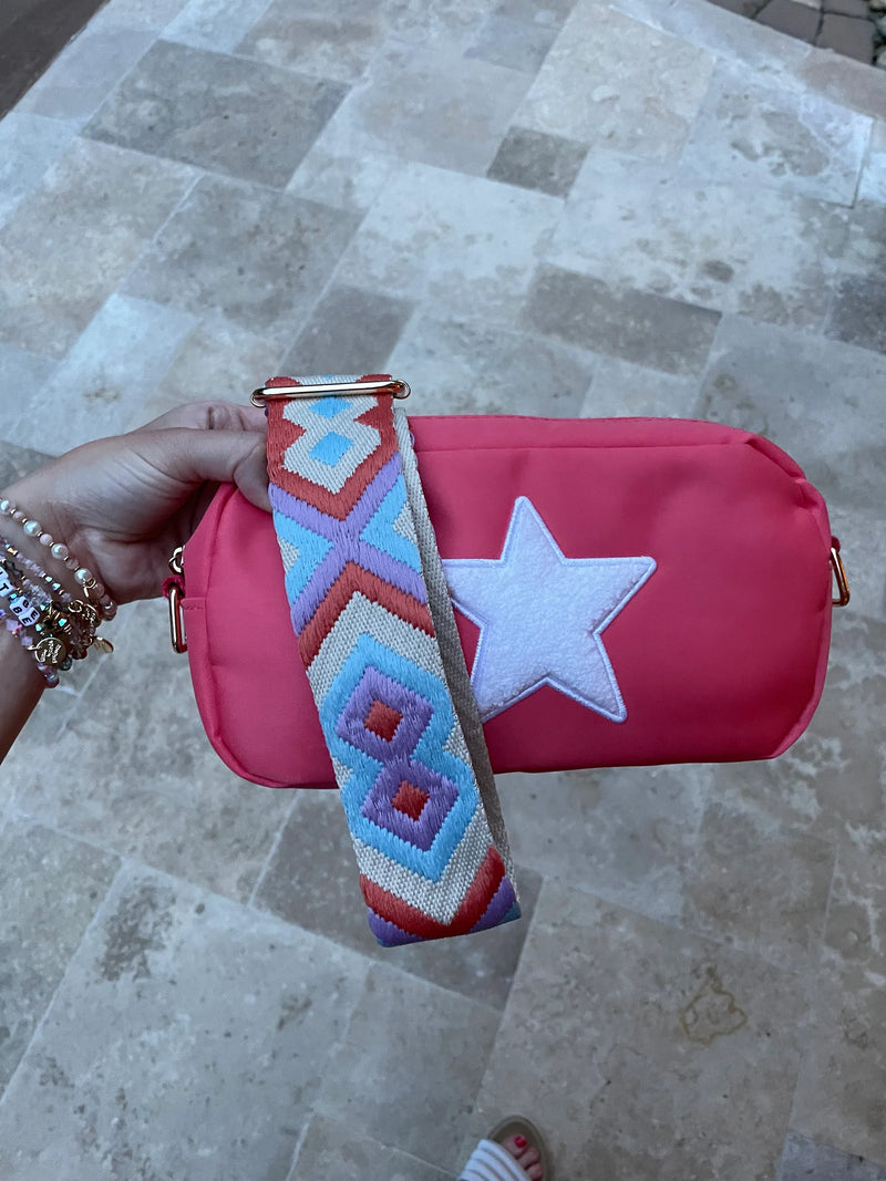 Coral Star Crossbody with Pastel Cowgirl Strap