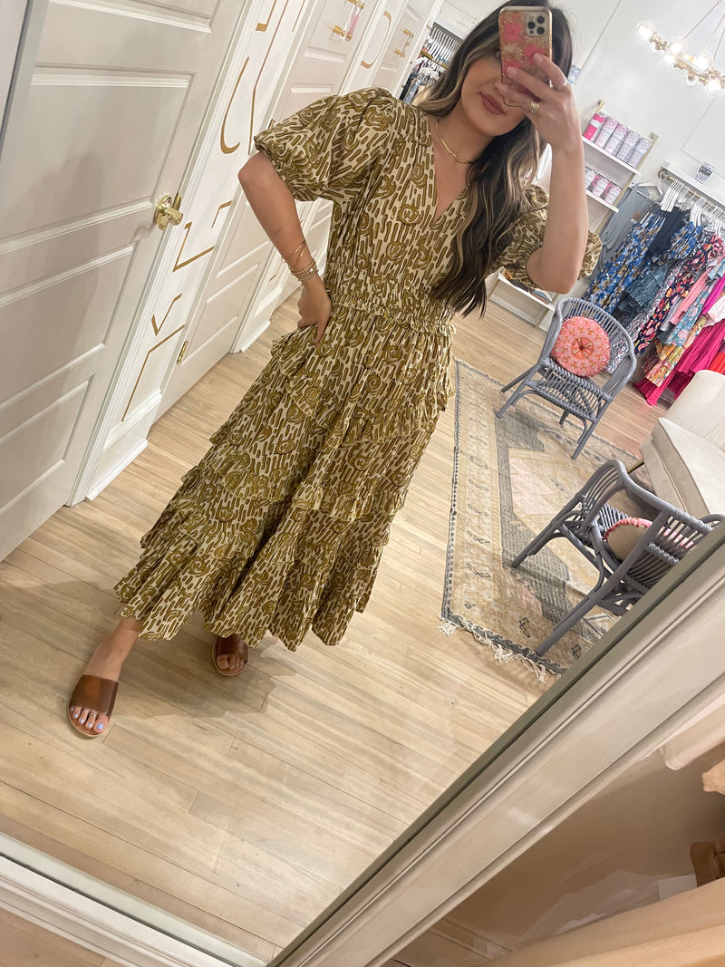 Mallory Midi Dress | Gold