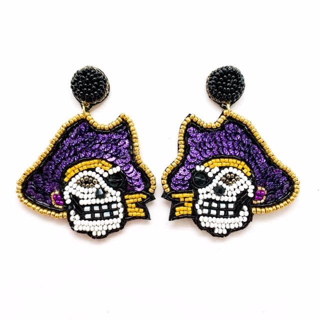Pirate Earrings | Purple + Gold