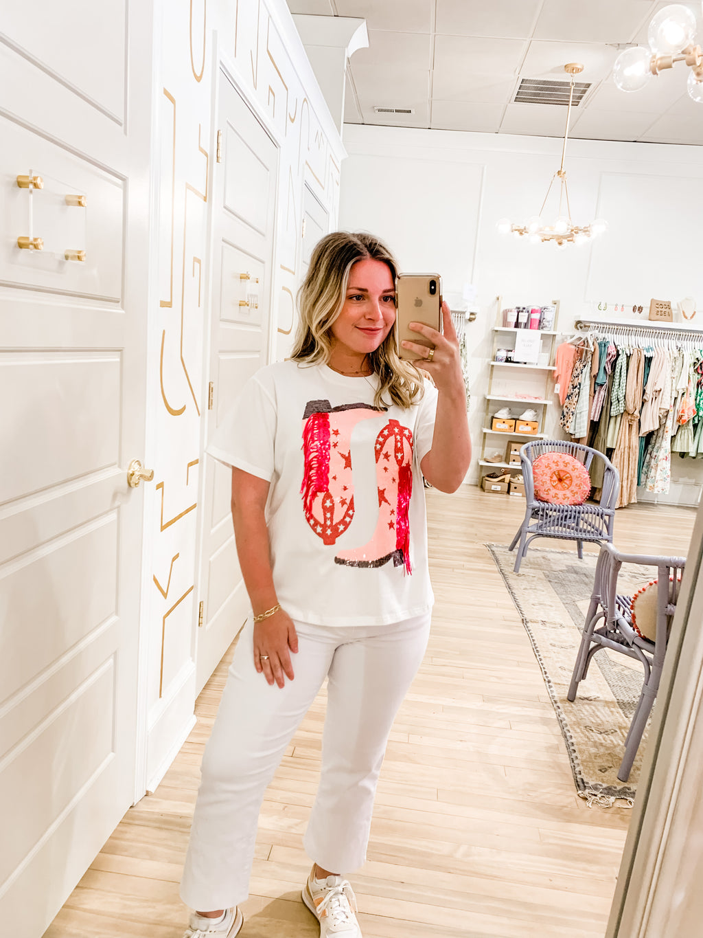 Pink Fringe Boots Tee