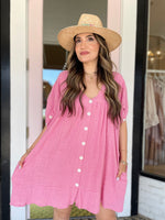 Gauze Button Dress | Pink