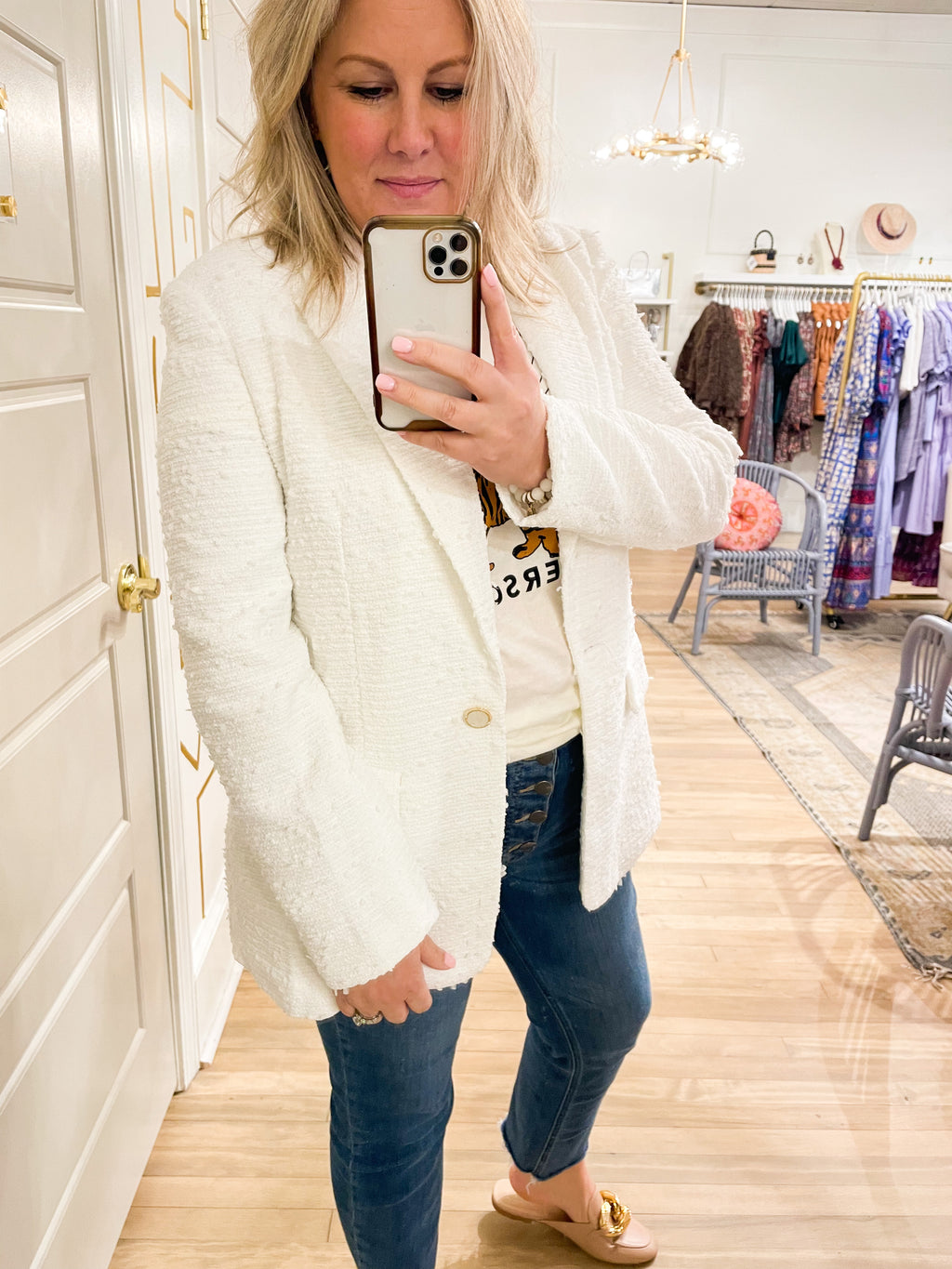 Tweed Blazer | White