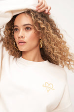 Heart of Gold Embroidered Oversized Sweatshirt | Cozy Cream