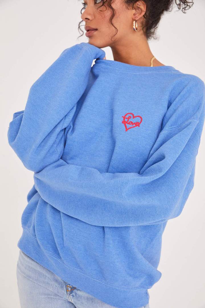 Love Heart Embroidered Sweatshirt