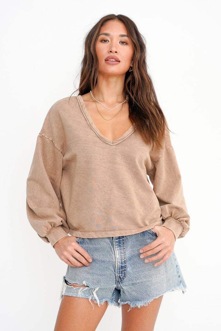 Miki Shirred Reversible Sweatshirt | Tea Leaves