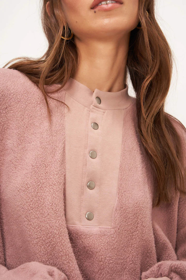 Sonoma Sherpa Snap Henley Sweatshirt | Shadow Rose