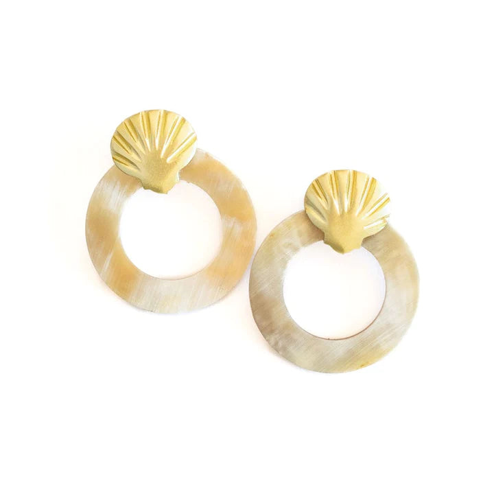 Gold Shell Circle Earrings