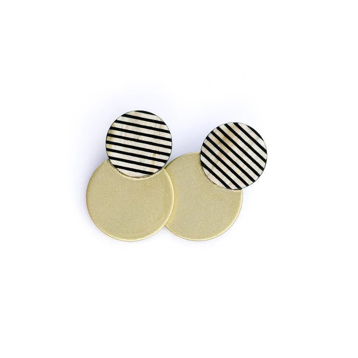 Gold Tuxedo Stripe Earrings