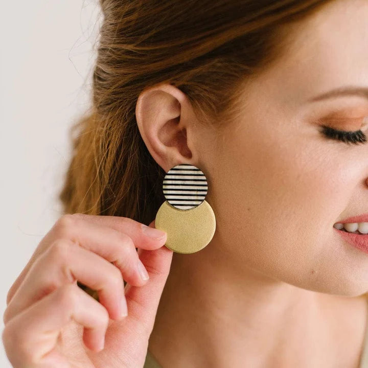 Gold Tuxedo Stripe Earrings