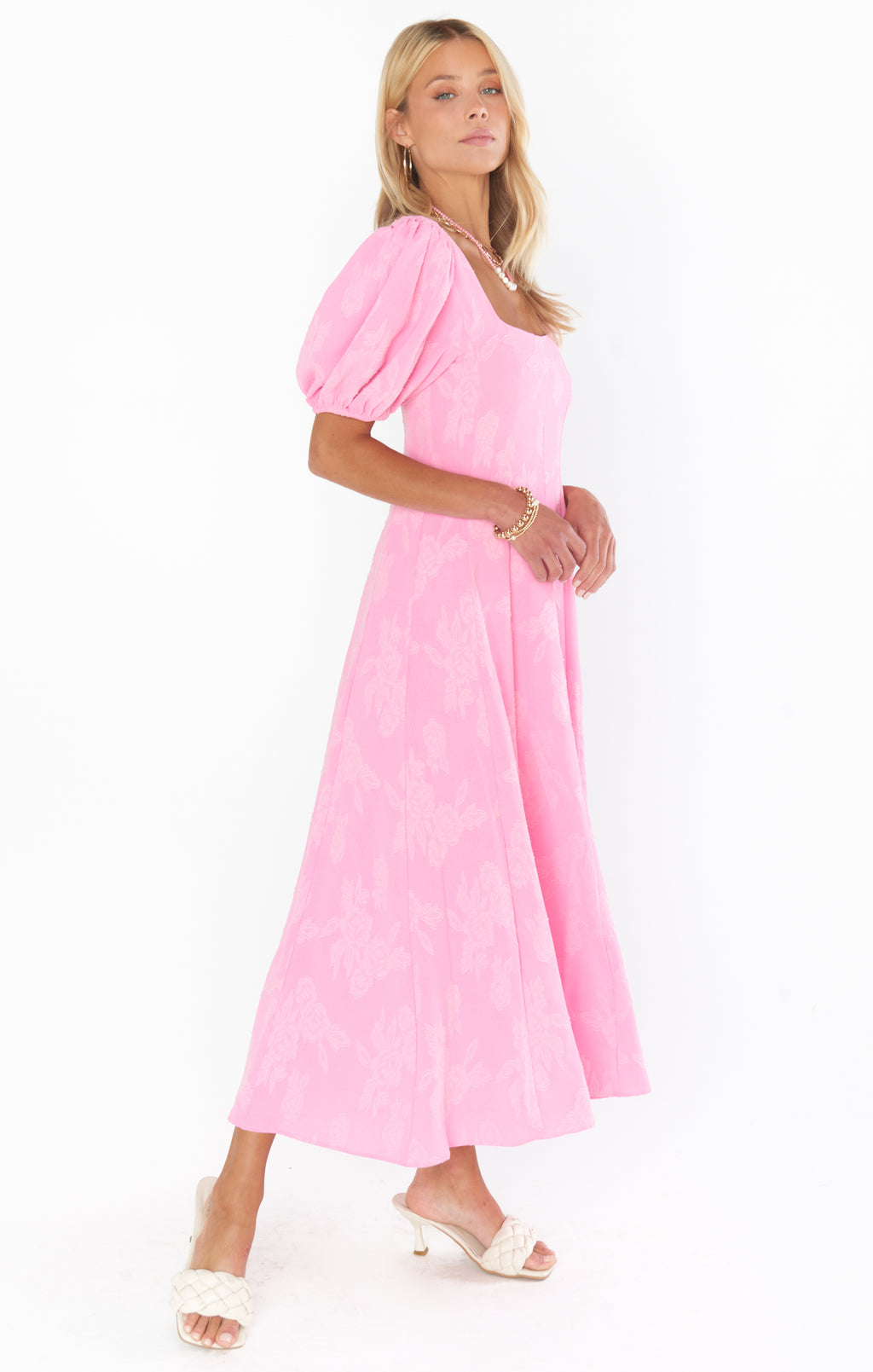Mia Midi Dress | Pink Clip Floral